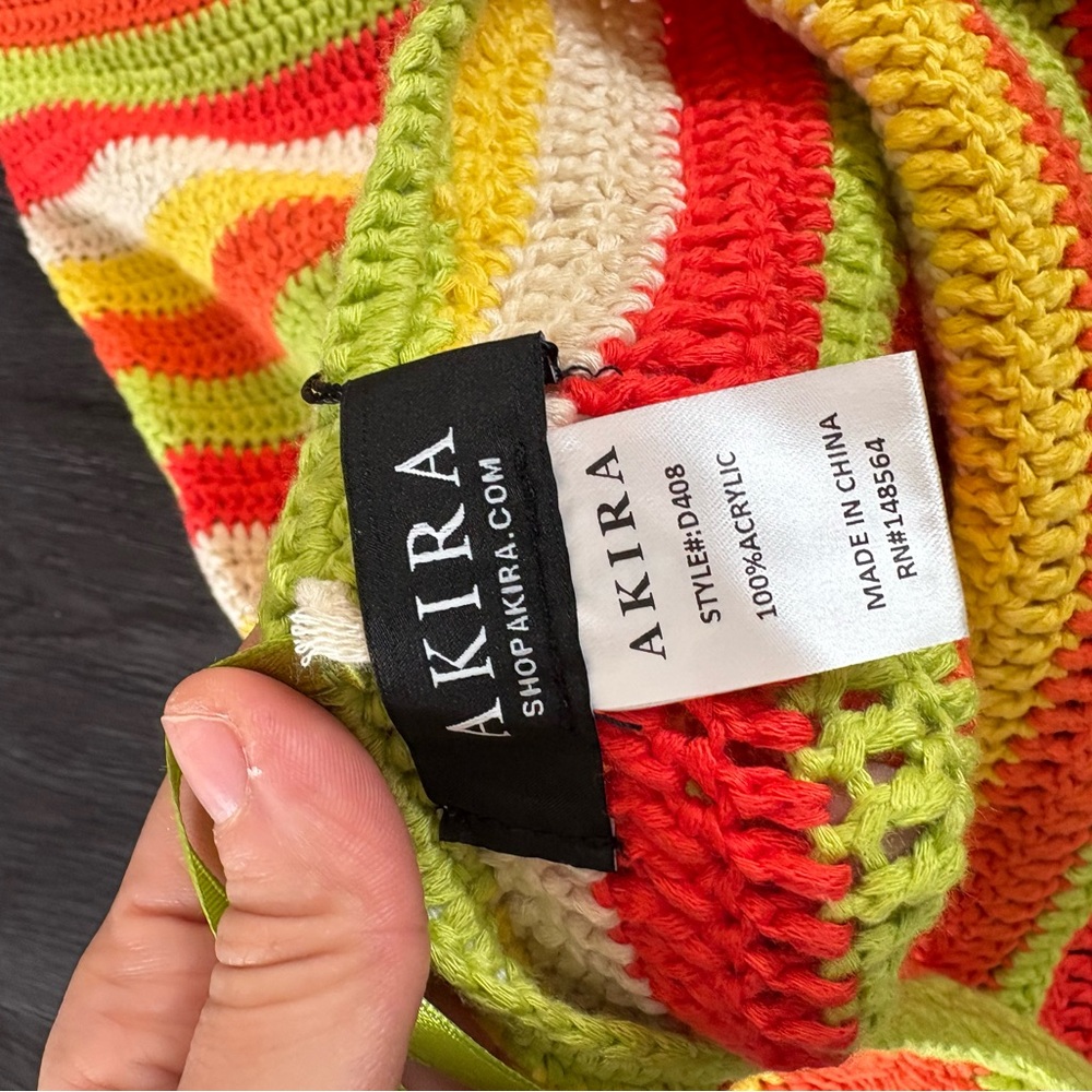 REVOLVE Striped Crochet Halter Jumpsuit in Lime, Red, Yellow & Cream - Picture 9 of 9